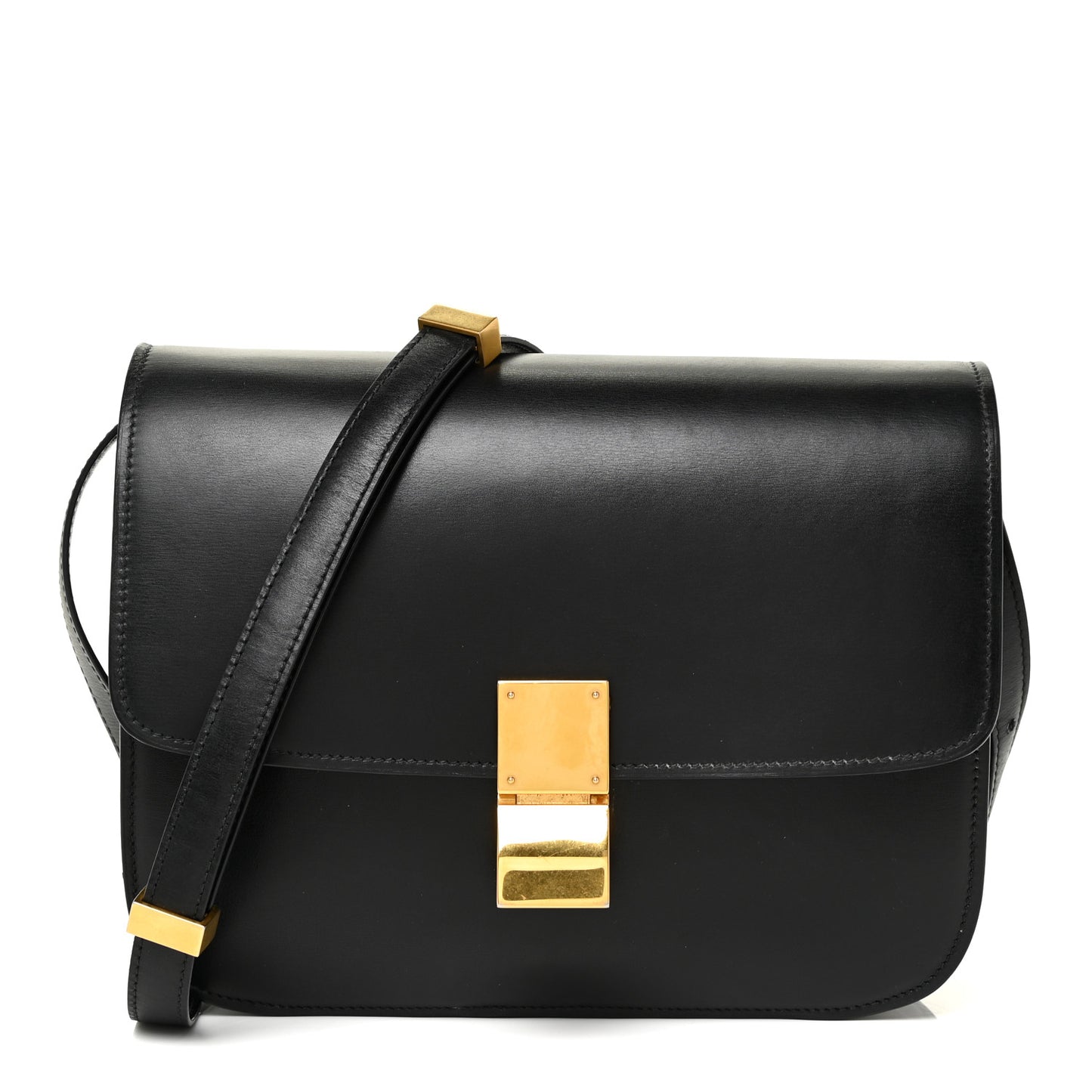 Box Calfskin Medium Classic Box Flap Bag Black
