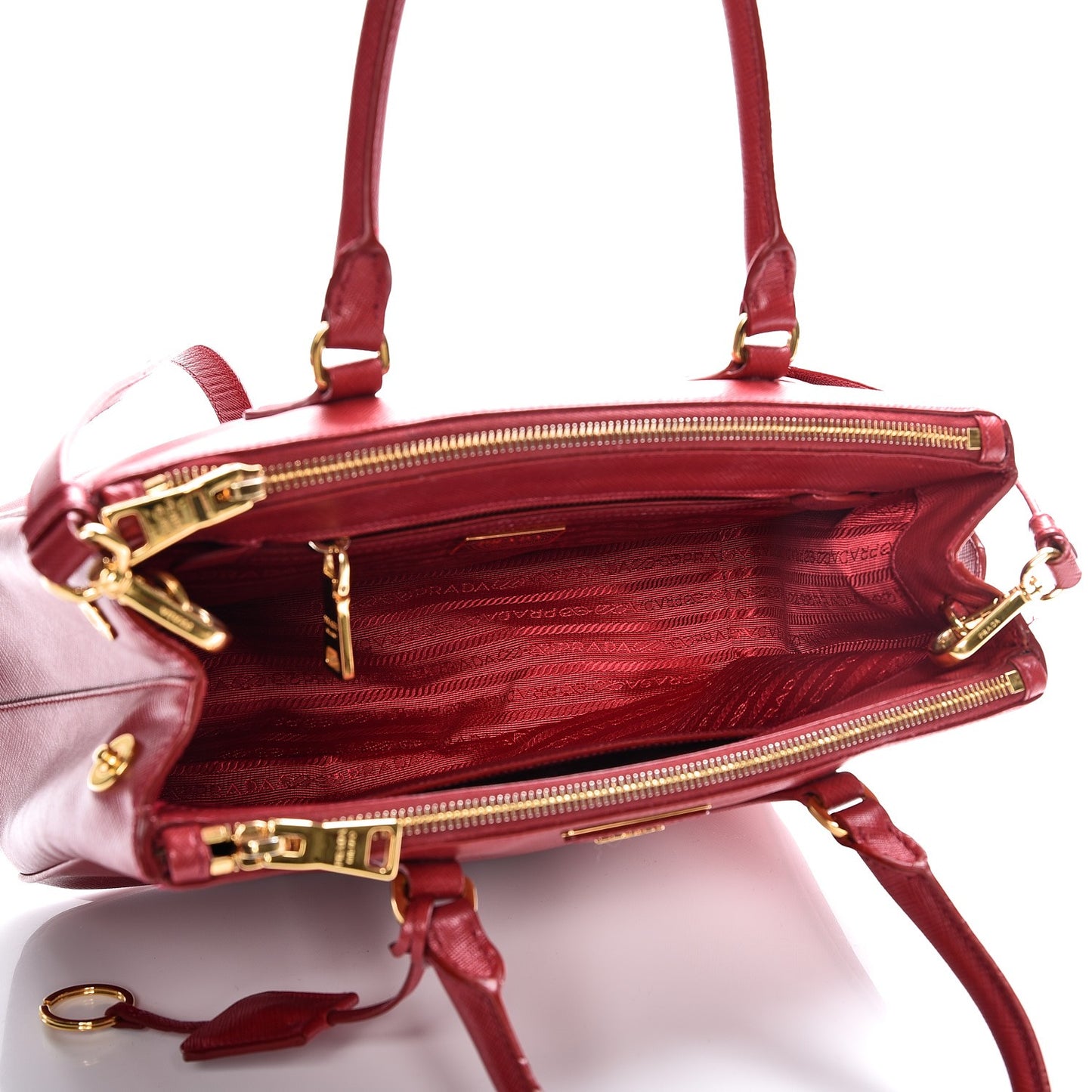 Saffiano Small Galleria Double Zip Tote Fuoco