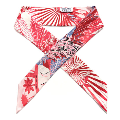 Hermes Silk Mythiques Phoenix Coloriages Twilly White Corail Blue Jean 1 of 6