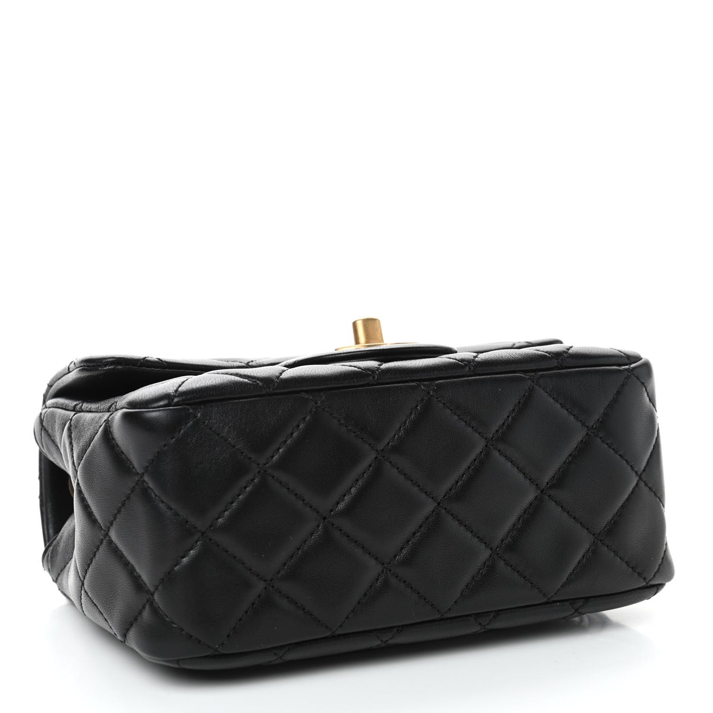 Lambskin Quilted Mini Pearl Crush Flap Black