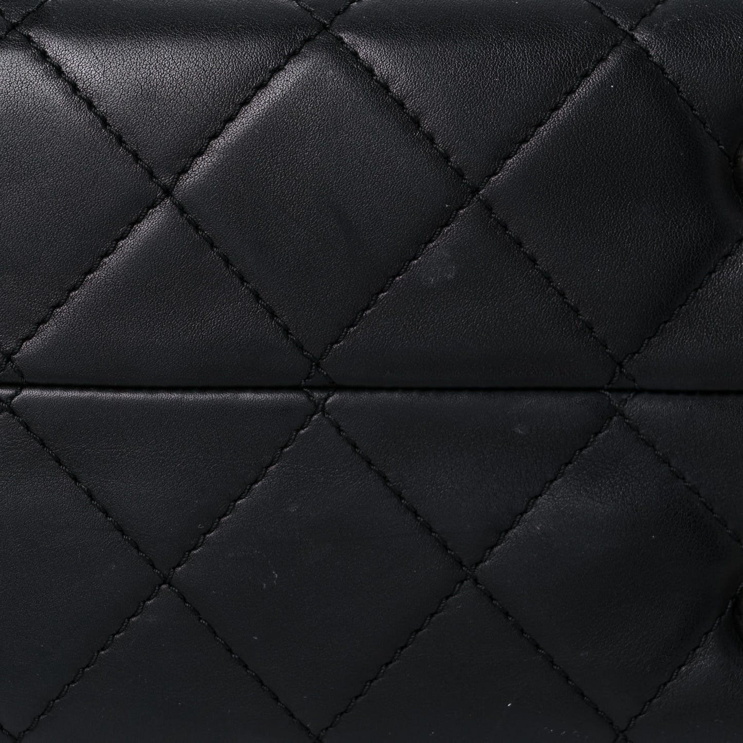 Sheepskin Quilted Chain Handle Large Shopping Tote Black