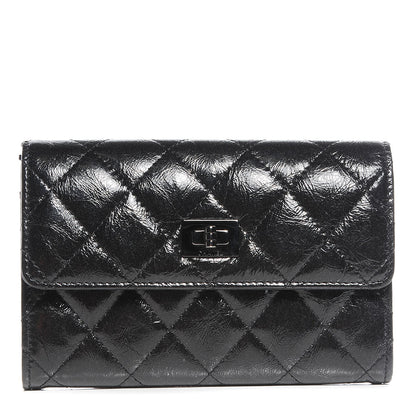 Chanel Glazed Calfskin Quilted Reissue Small Flap Wallet Black 1 of 9