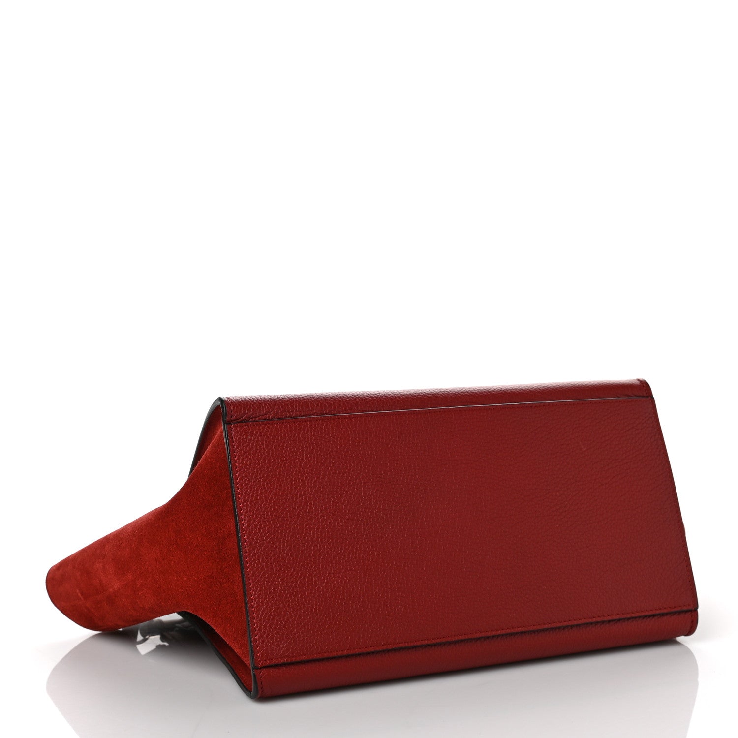 Celine Drummed Calfskin Suede Small Trapeze Merlot 3 of 8