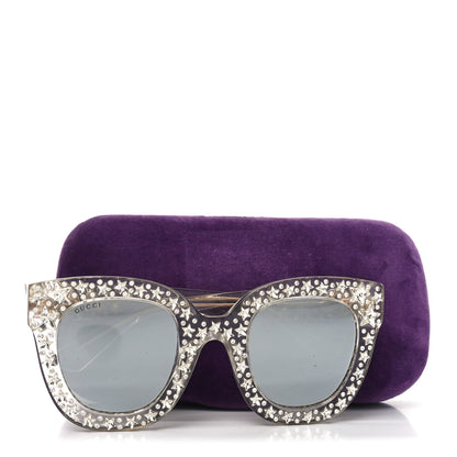 Gucci Acetate Crystal Oversize Mirrored Star Sunglasses GG0116S Ivory 6 of 6