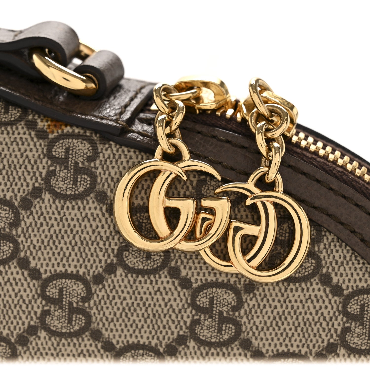 Gucci GG Supreme Monogram Textured Dollar Calfskin Web Small Ophidia Dome Shoulder Bag Beige Ebony New Acero 11 of 11