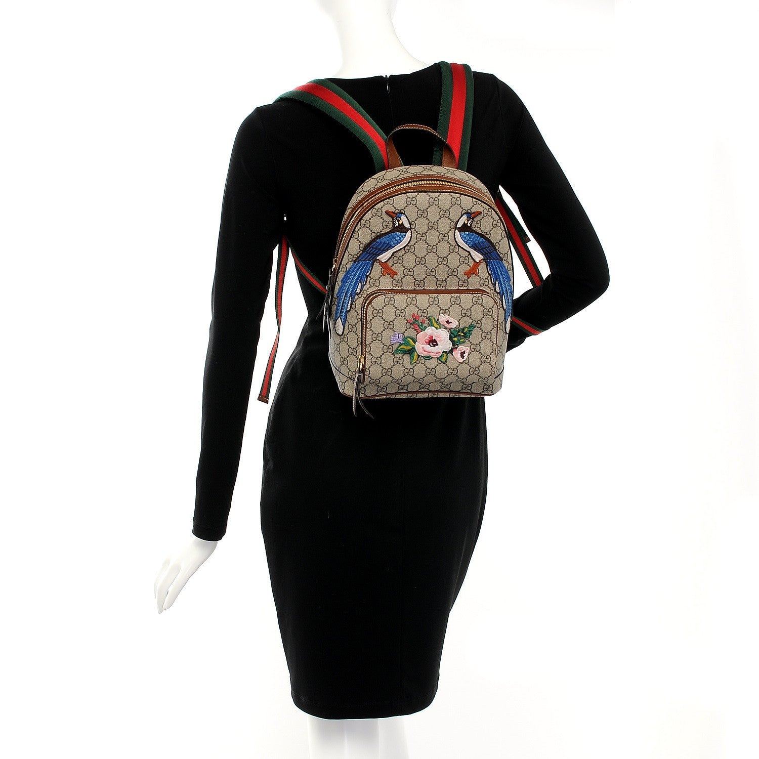 Gucci GG Supreme Monogram Web Garden Collection Embroidered Small Day Backpack Beige Tuscany 2 of 8