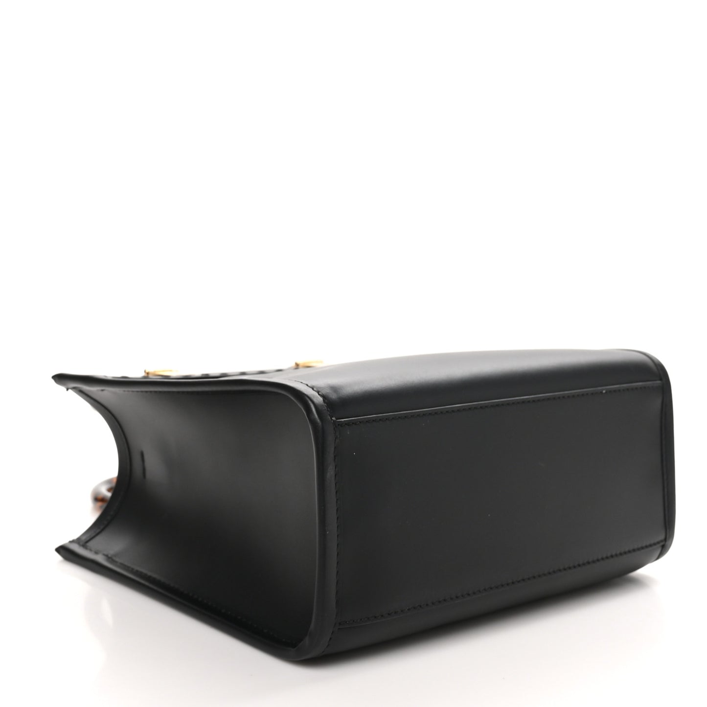 Vitello King Plexiglass Logo Embossed Small Fendi Sunshine Shopper Tote Black