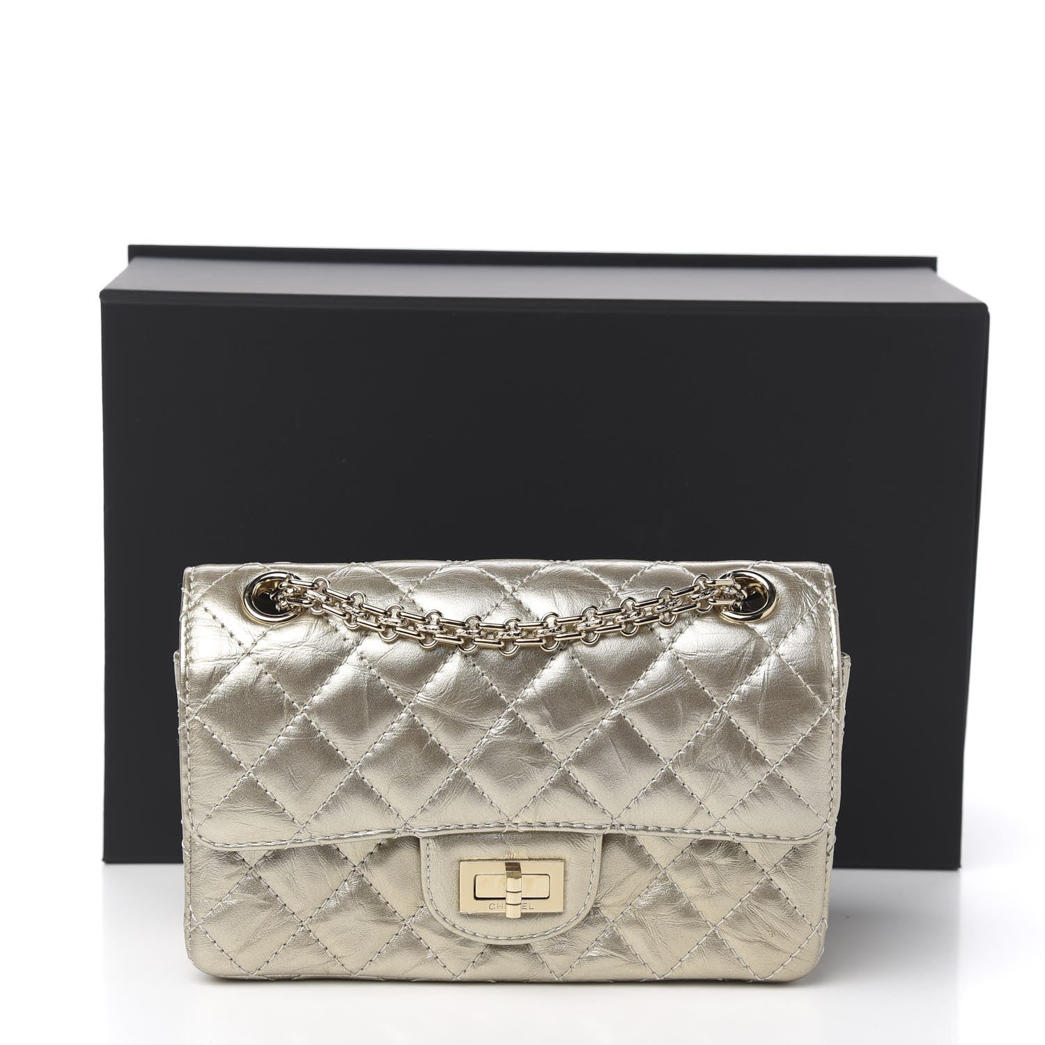Chanel Aged Calfskin Quilted 2.55 Reissue Mini Flap Light Gold 9 of 9