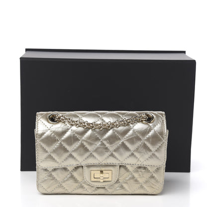 Chanel Aged Calfskin Quilted 2.55 Reissue Mini Flap Light Gold 9 of 9