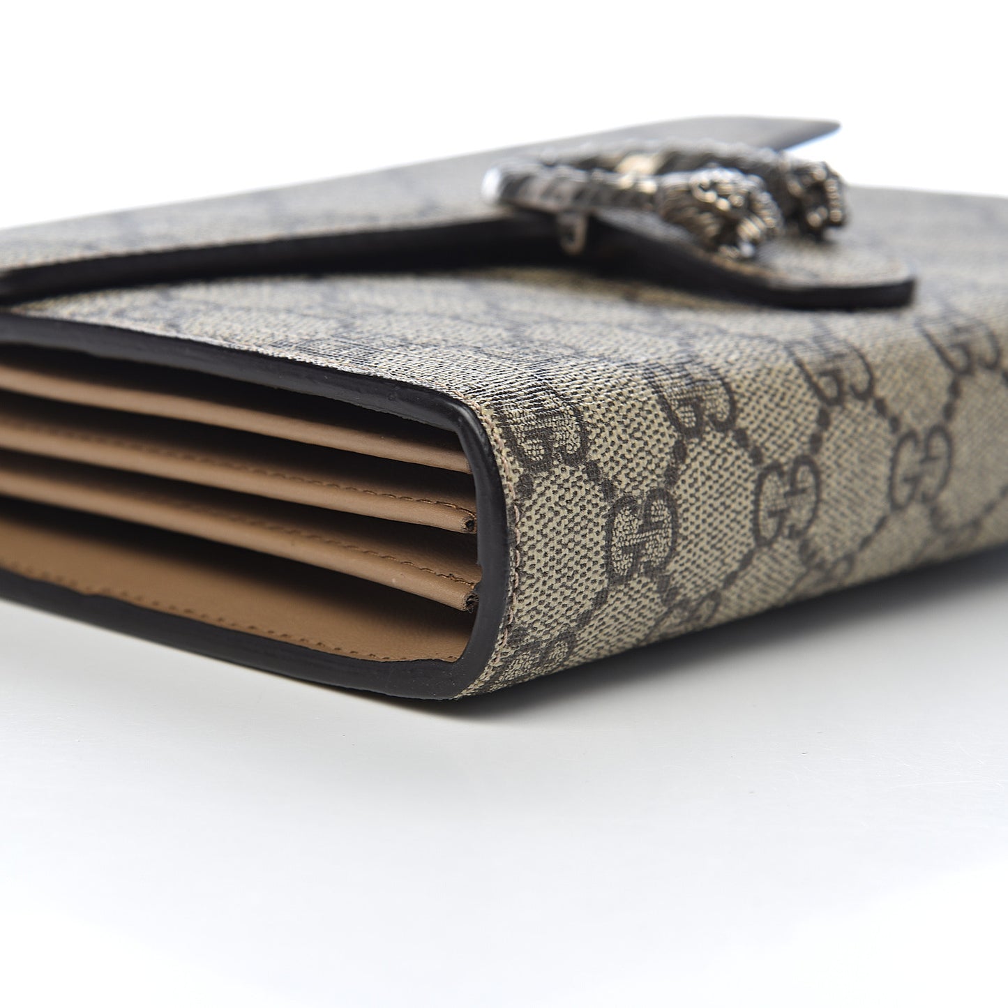 GG Supreme Monogram Mini Dionysus Chain Wallet Beige Taupe