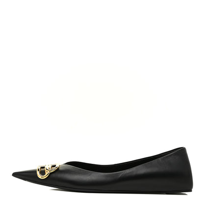 Balenciaga Calfskin BB Knife Pointy Toe Ballerina Flats 38.5 Black 1 of 12