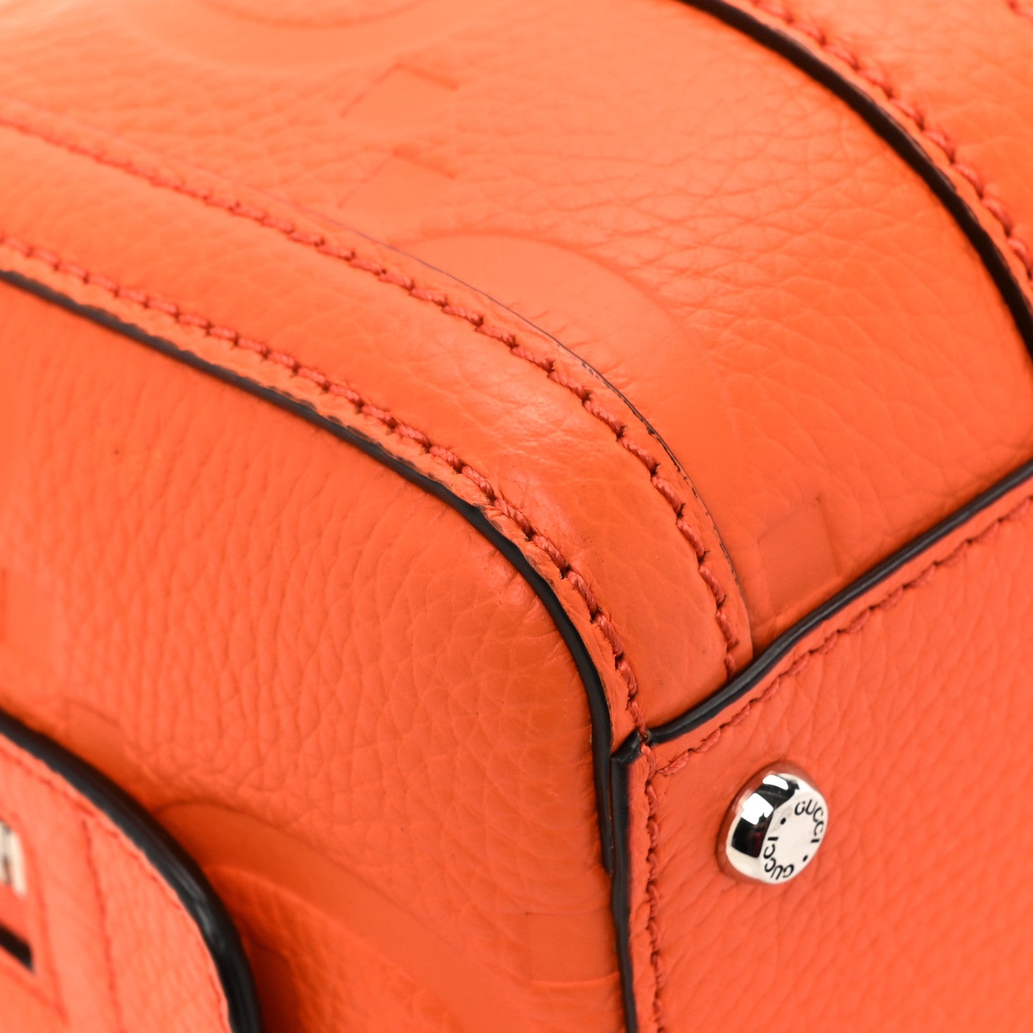 Gucci Piuma Calfskin Jumbo GG Embossed Mini Duffle Bag Good Orange 12 of 13
