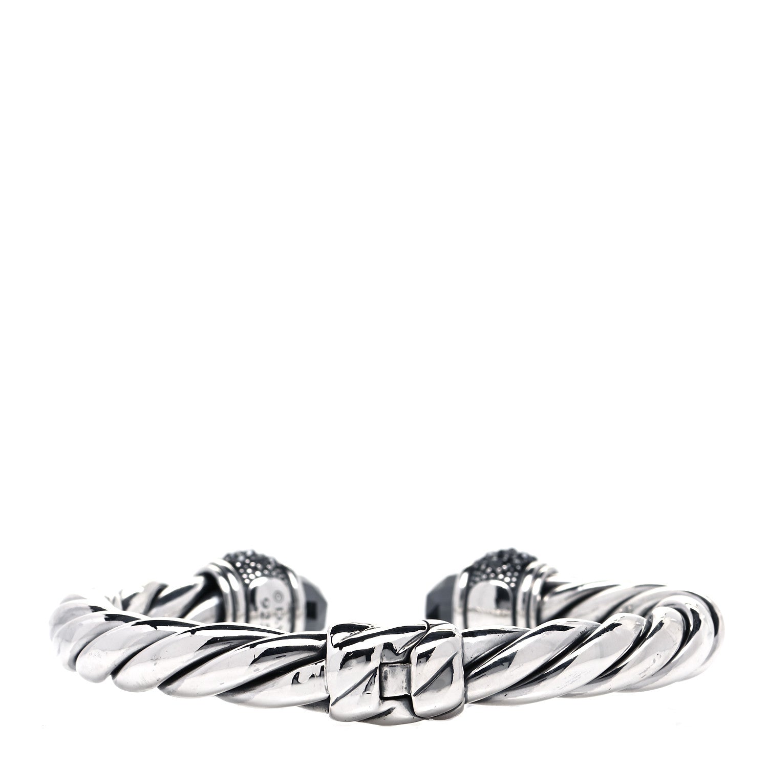 David Yurman Sterling Silver Hematine Cable Berries Bracelet 3 of 7