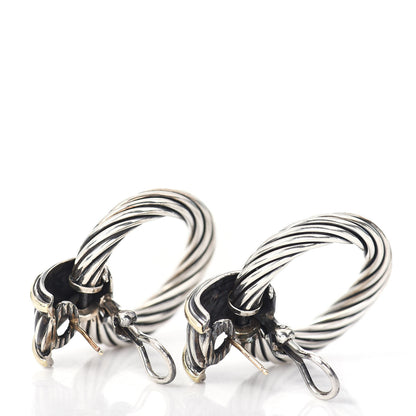 David Yurman Sterling Silver 14K Yellow Gold Door Knocker Cable Earrings 3 of 4
