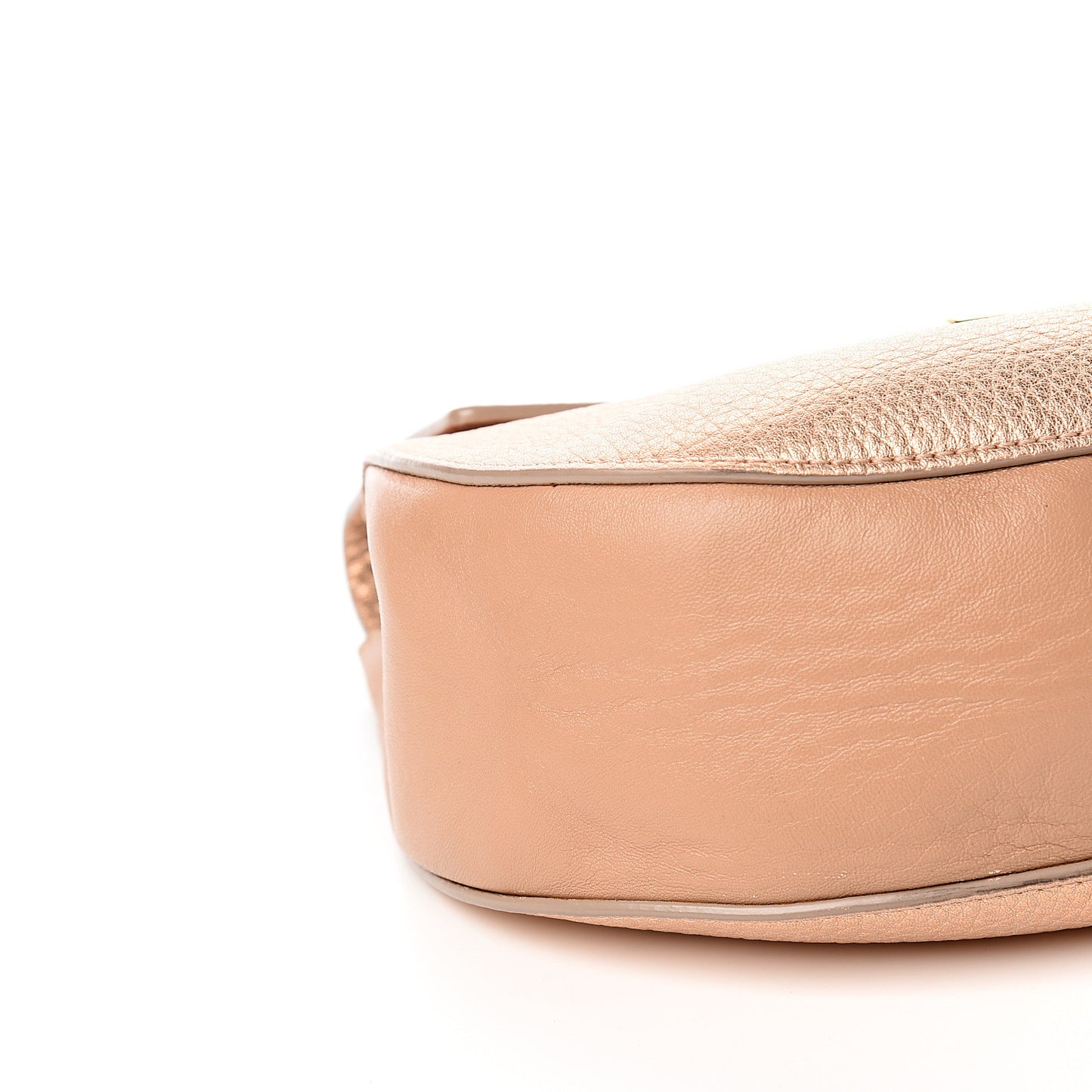 Metallic Grained Goatskin Drew Shoulder Bag Rose Gold