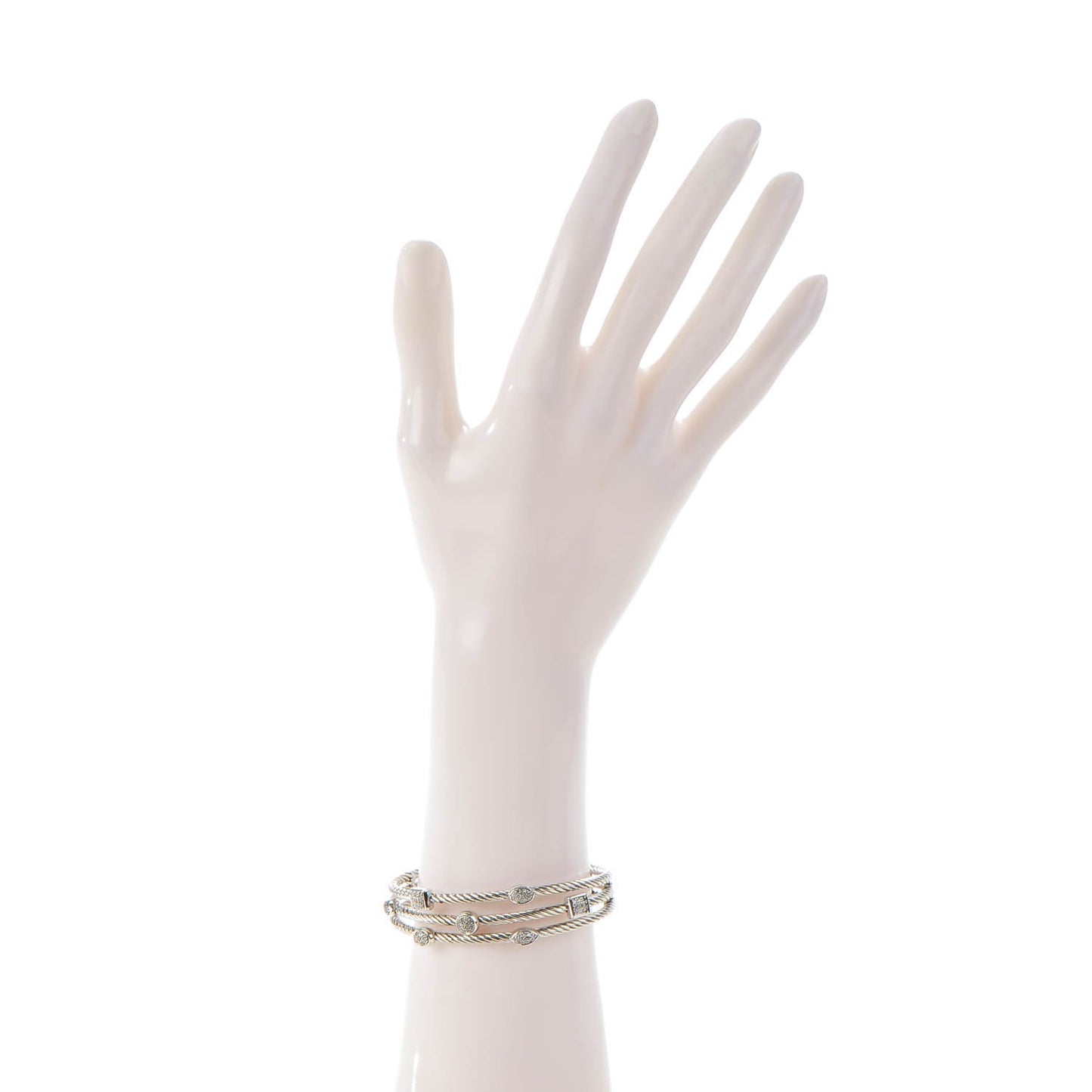 Sterling Silver Diamond Three Row Confetti Cuff Bracelet