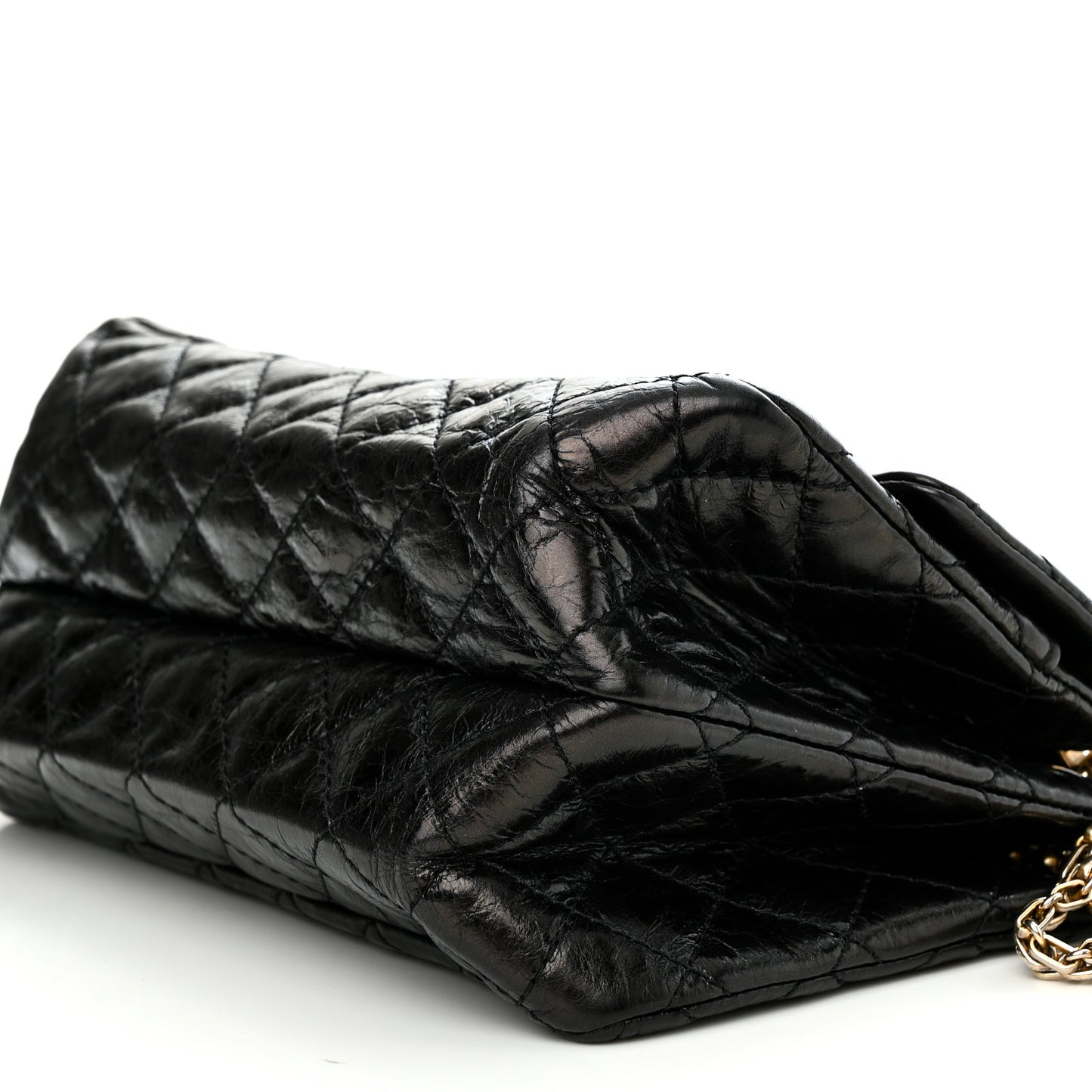 Aged Calfskin Quilted Double Compartment 2.55 Rayures Reissue 225 Flap Black