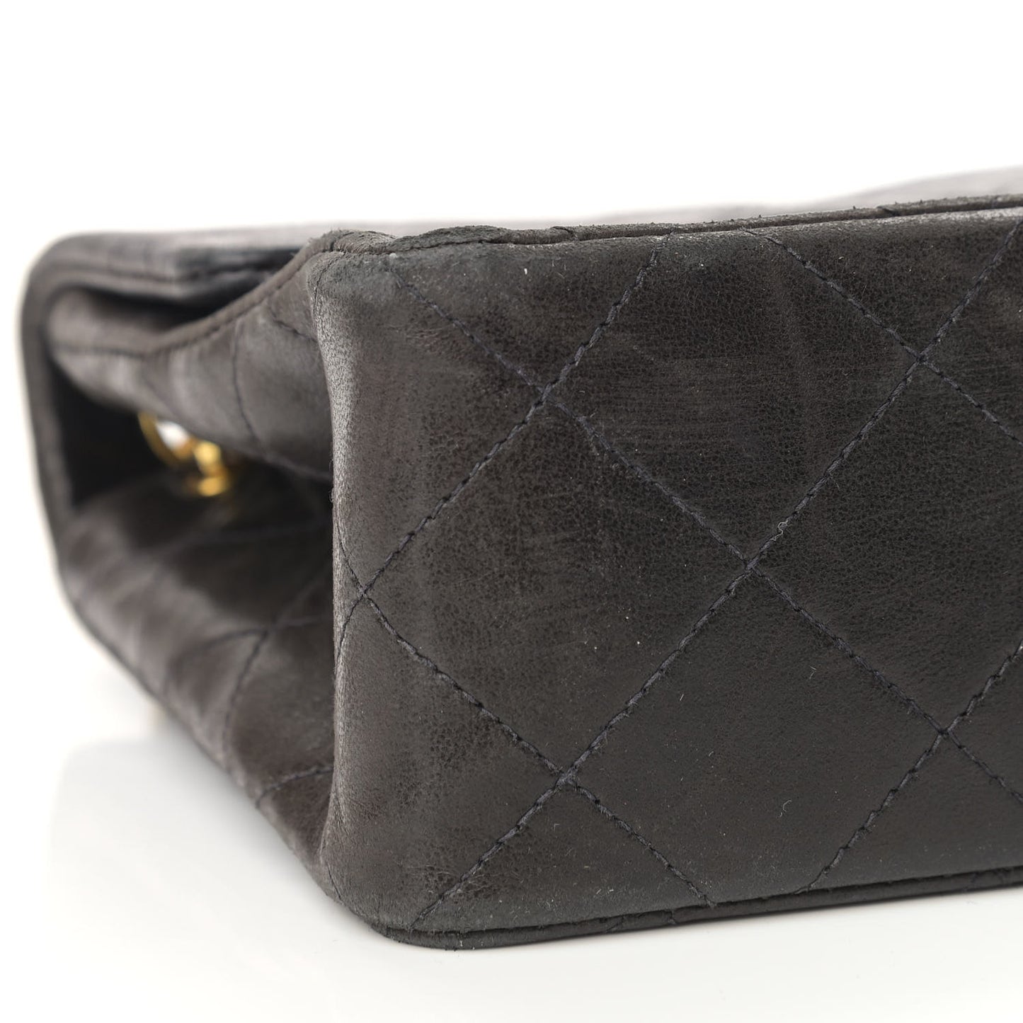 Lambskin Quilted Mini Square Flap Brown
