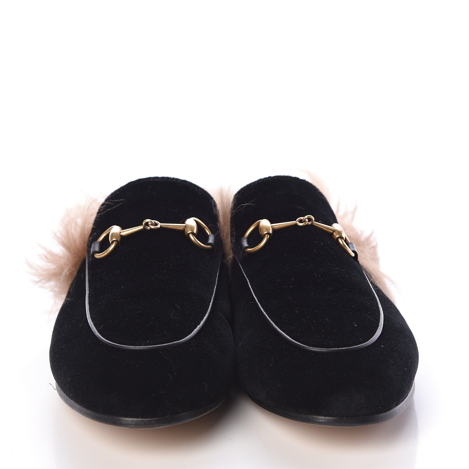 Gucci Velvet Fur Womens Princetown Slippers 39 Black 2 of 8