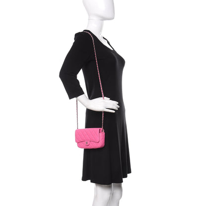 Chanel Lambskin Quilted Flap Phone Holder With Chain Neon Pink 2 of 12