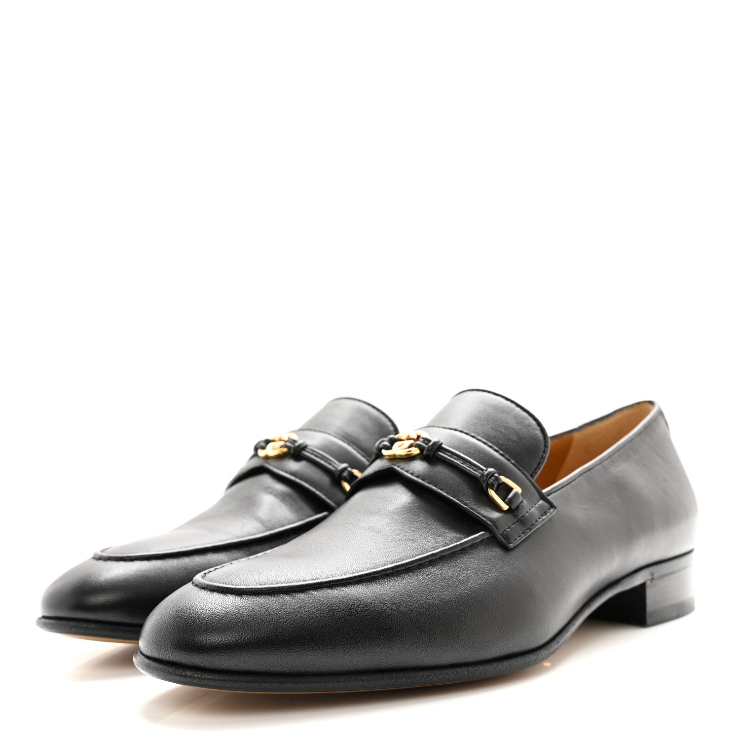 Gucci Calfskin Womens Interlocking G Horsebit Loafers 37 Black 3 of 10