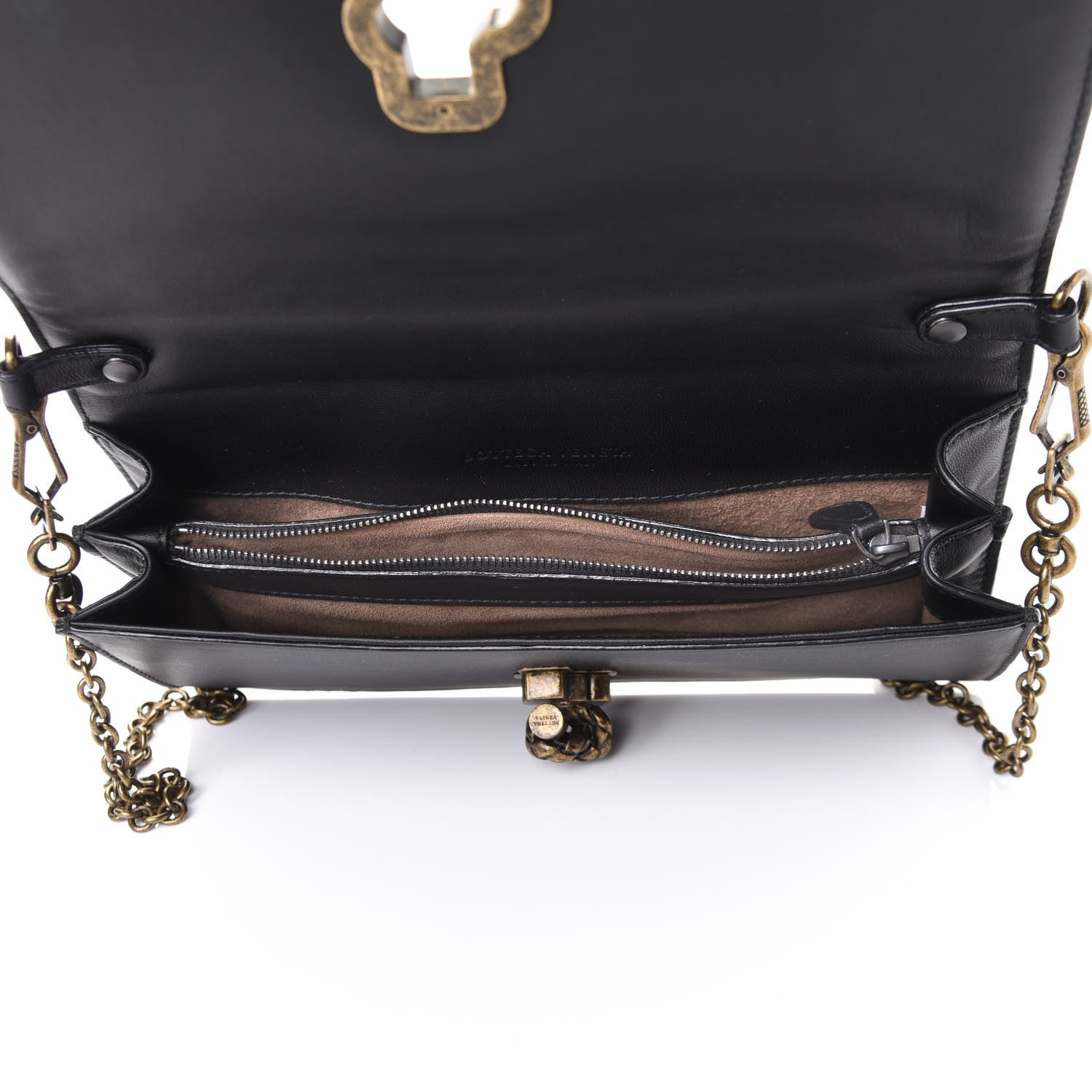 Bottega Veneta Nappa Karung Intrecciato Club Stitch Knot Clutch Brown Black 5 of 5