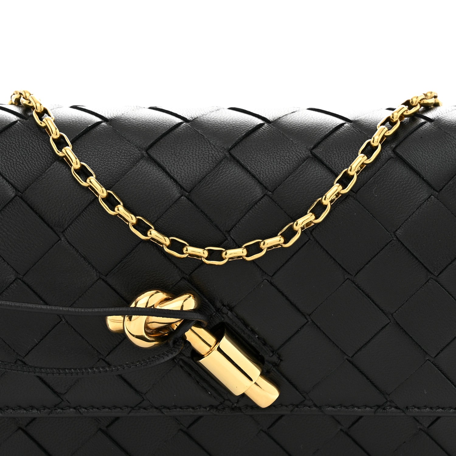 Bottega Veneta Nappa Intrecciato Andiamo Pouch On Chain Black Black 7 of 9