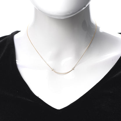 Tiffany 18K Rose Gold Diamond Small T Smile Pendant Necklace 2 of 6