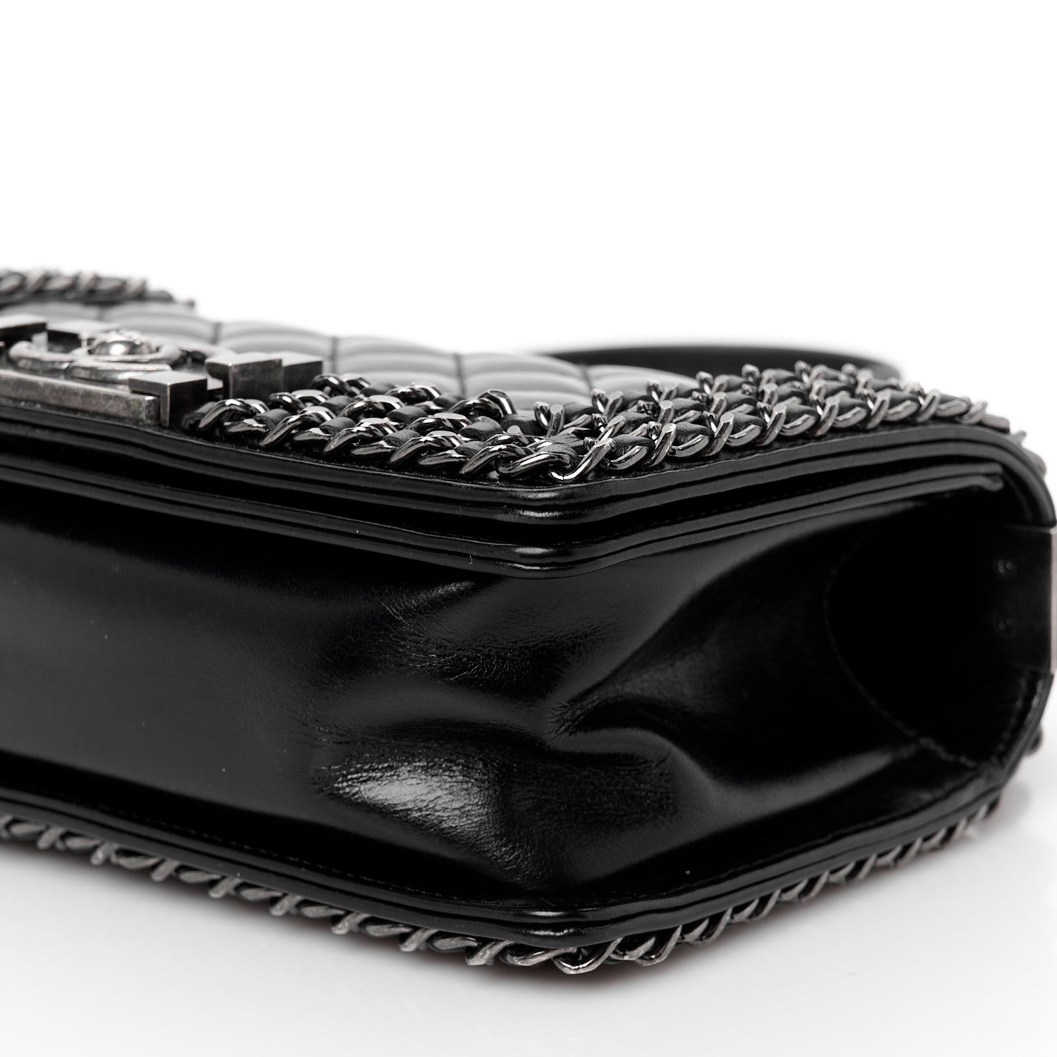 Chanel Glazed Calfskin Quilted Small Boy Chained Flap Black 10 of 10