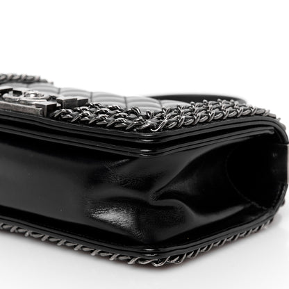 Chanel Glazed Calfskin Quilted Small Boy Chained Flap Black 10 of 10