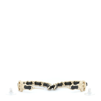 Chanel Lambskin CC Turnlock Chain Hoop Earrings Gold Black 3 of 5