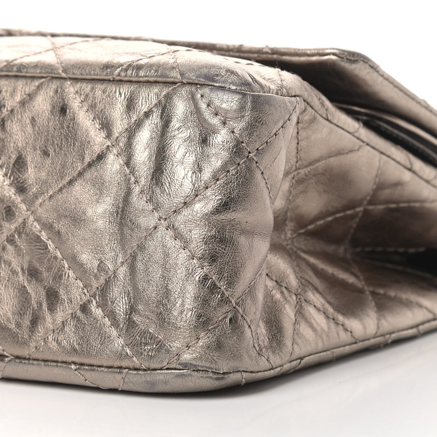 Metallic Aged Calfskin Quilted 2.55 Reissue 228 Flap Pewter