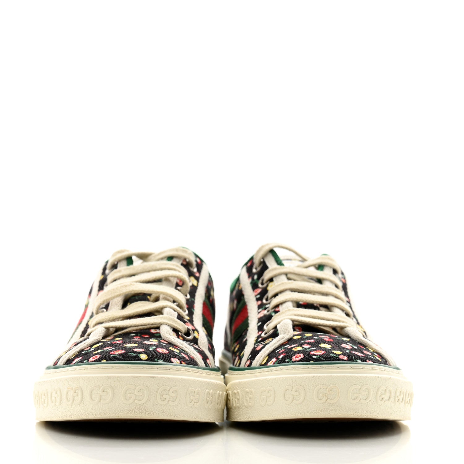 Gucci X LIBERTY OF LONDON Canvas Web Holly Print Womens 1977 Tennis Sneakers 37.5 Black Peach Mystic White 3 of 9