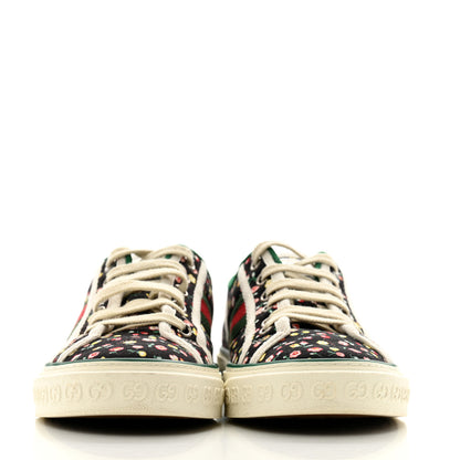 Gucci X LIBERTY OF LONDON Canvas Web Holly Print Womens 1977 Tennis Sneakers 37.5 Black Peach Mystic White 3 of 9