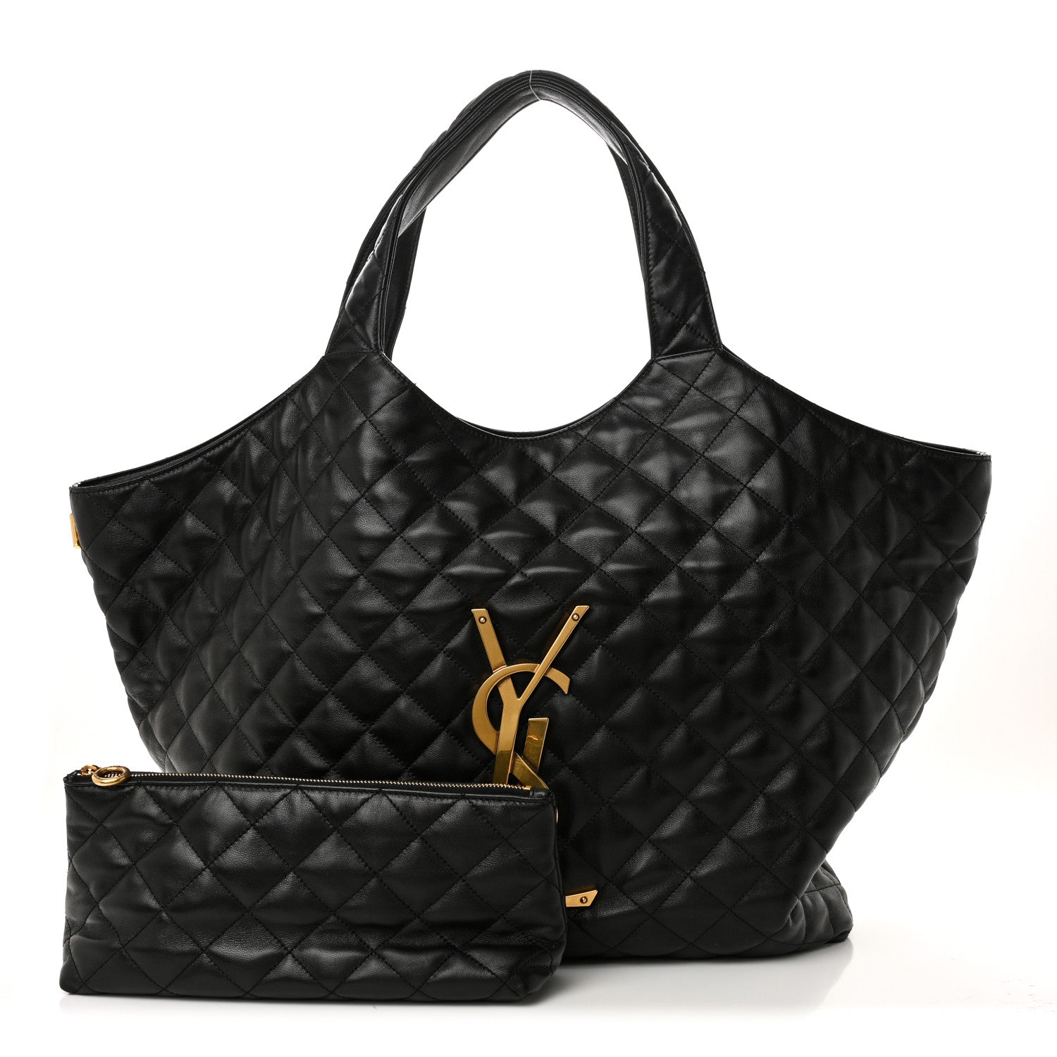 Saint Laurent Lambskin Quilted Maxi Icare Shopping Tote Black 3 of 11