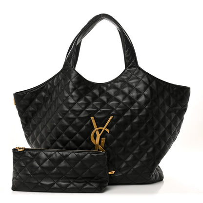 Saint Laurent Lambskin Quilted Maxi Icare Shopping Tote Black 3 of 11