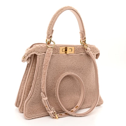 Fendi Curly Shearling Shiny Nappa Medium Peekaboo I SEE U Satchel Rosa Plaster 3 of 12
