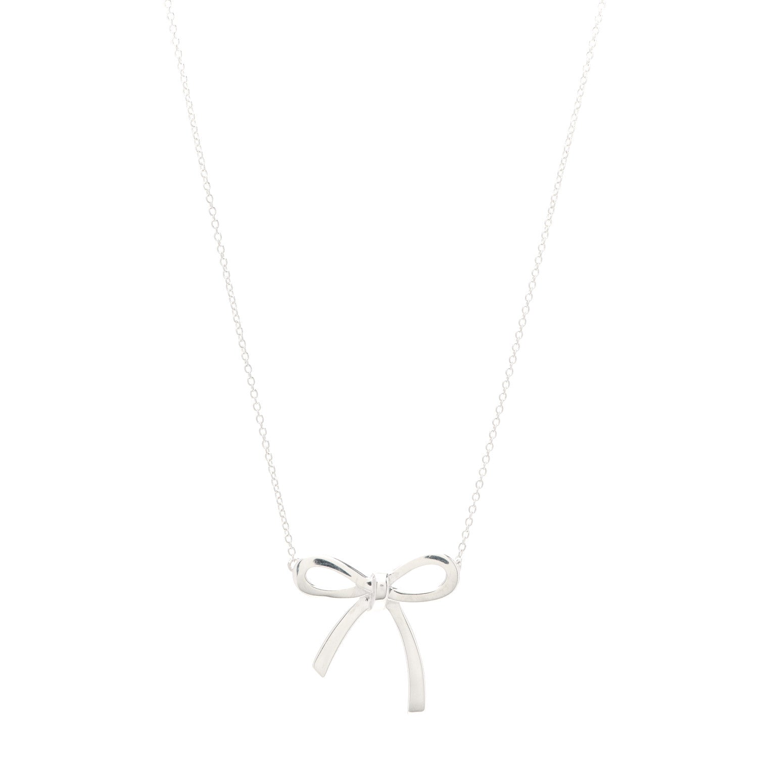 Tiffany Sterling Silver Bow Pendant Necklace 1 of 5