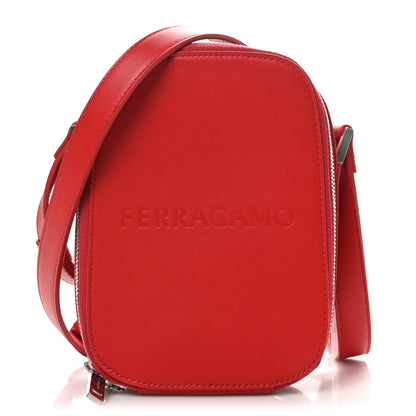 Salvatore Ferragamo Calfskin Logo Embossed Crossbody Bag Flame Red 1 of 8