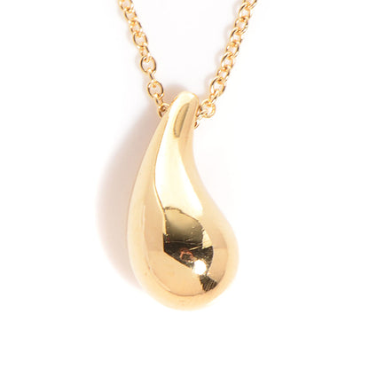 Tiffany 18K Yellow Gold 12mm Elsa Peretti Teardrop Pendant Necklace 3 of 6