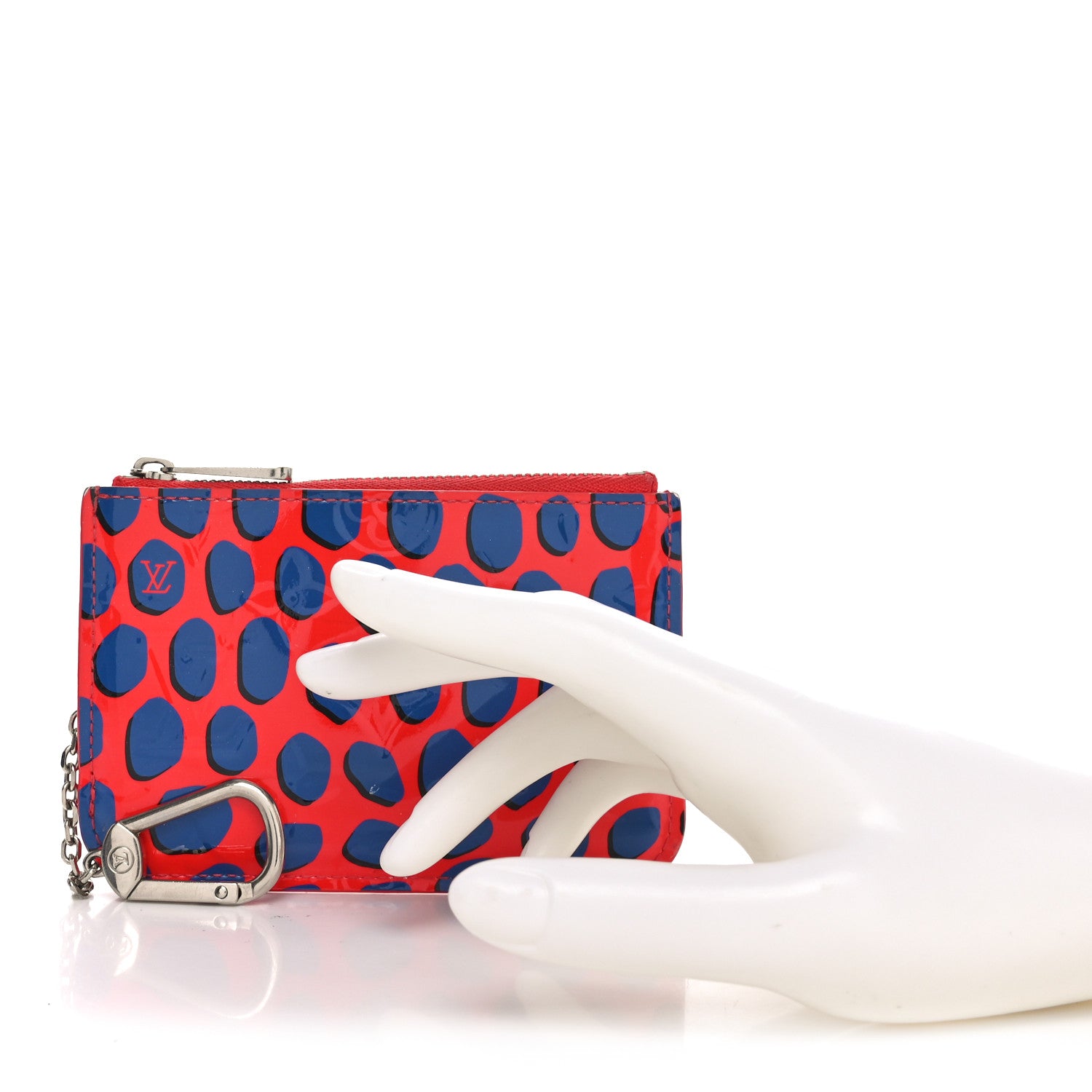 Louis Vuitton Vernis Jungle Dots Key Pouch Coquelicot Denim 2 of 7