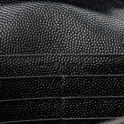 Saint Laurent Grain De Poudre Matelasse Chevron Monogram Monochrome Chain Wallet Black 7 of 10