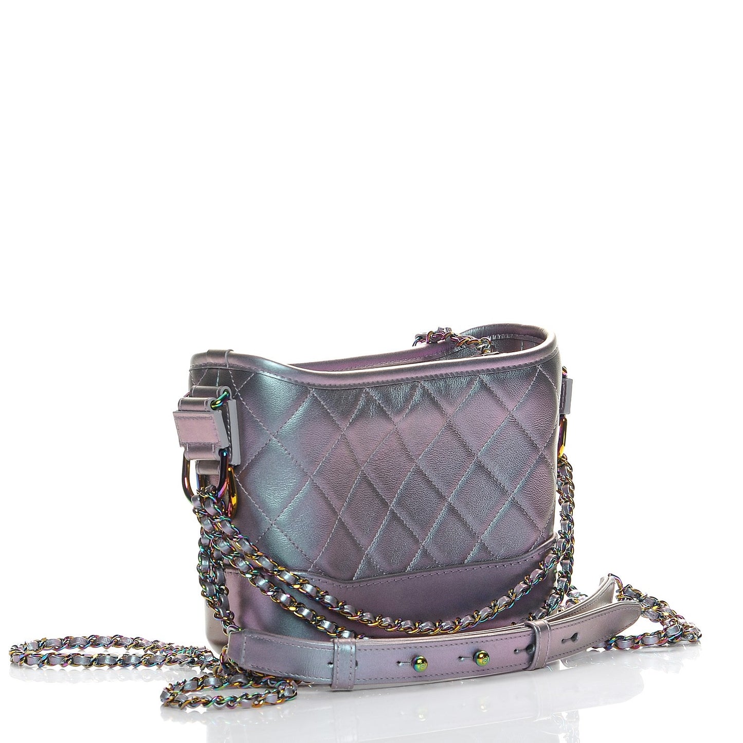 Iridescent Lambskin Calfskin Quilted Small Gabrielle Hobo Light Purple