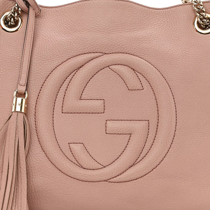 Gucci Pebbled Calfskin Medium Soho Chain Shoulder Bag Dark Cipria 12 of 14