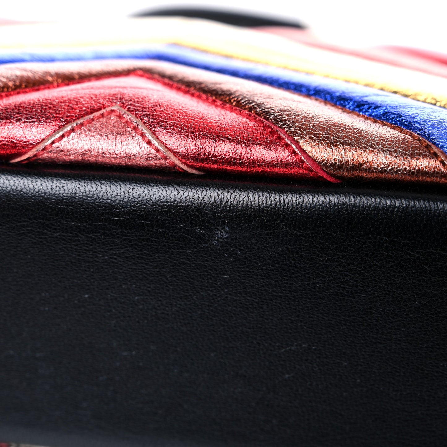 Metallic Calfskin Matelasse Chevron Monogram Medium College Satchel Multicolor