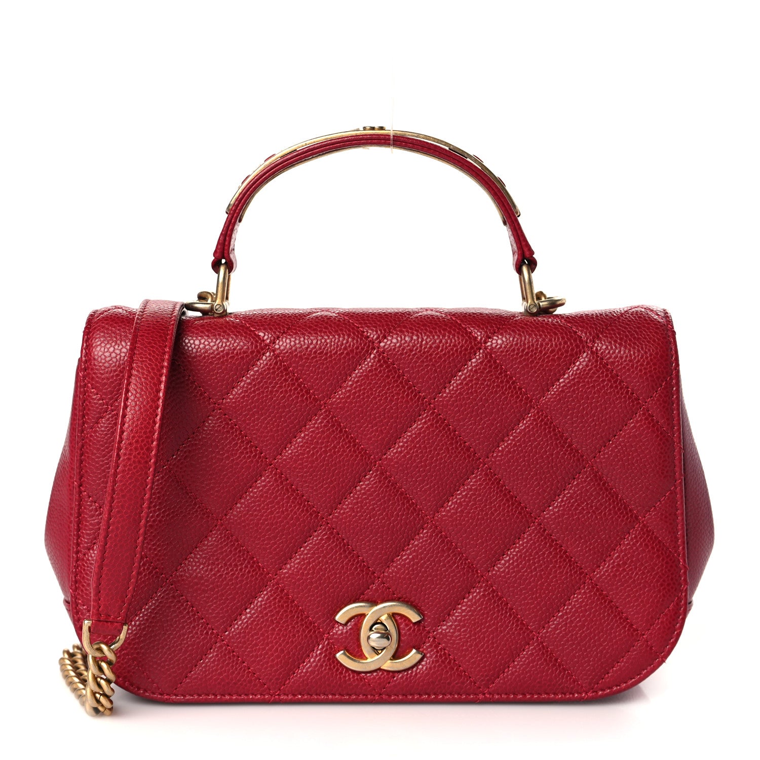 Chanel Caviar Quilted Carry Around Flap Bag Red 1 of 9