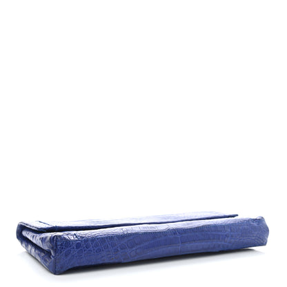 Nancy Gonzalez Crocodile Foldover Clutch Cobalt 4 of 10