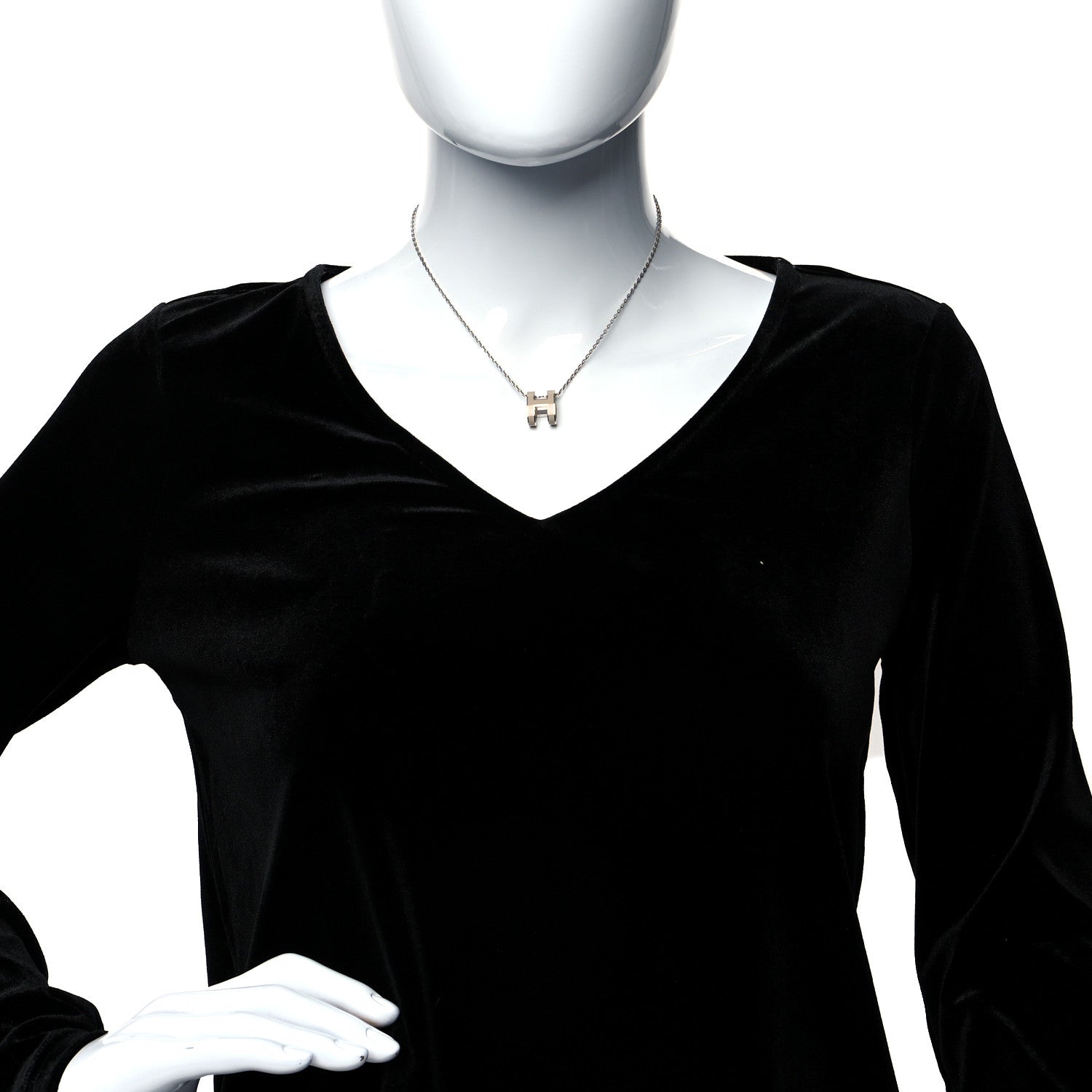 Hermes Lacquered Palladium Pop H Pendant Necklace Etain 2 of 5