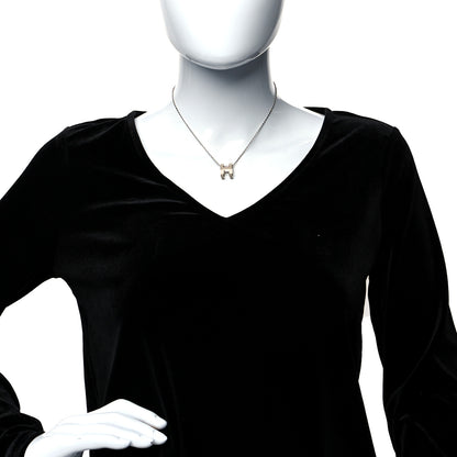 Hermes Lacquered Palladium Pop H Pendant Necklace Etain 2 of 5