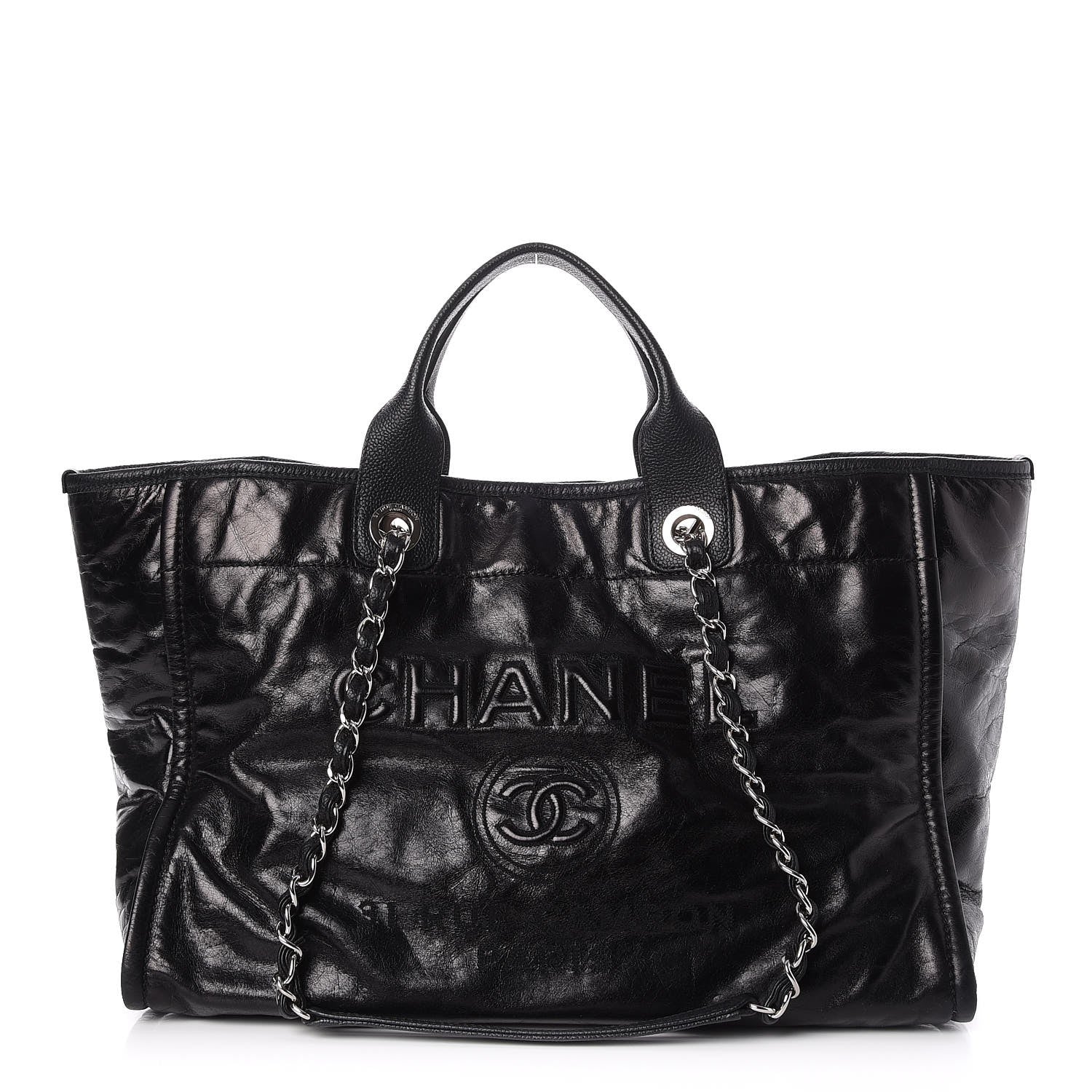 Chanel Glazed Calfskin Large Deauville Tote Black 1 of 7